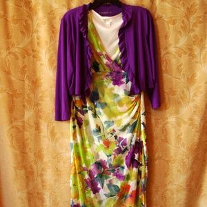 EUC London Times Chiffon Floral Dress with Shrug